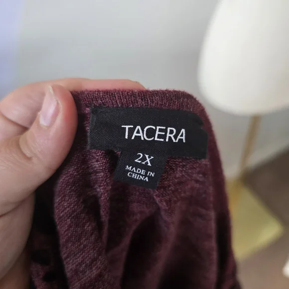 Tacera | 2X | Burgundy & Black Animal Print Bell Sleeve Dress - Picture 7 of 9